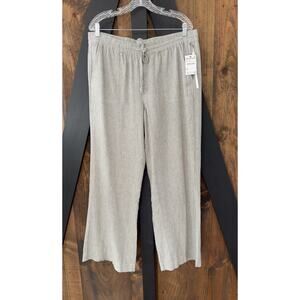 Caslon Women’s Striped Linen Blend Wide Leg Drawstring Pants L Boho